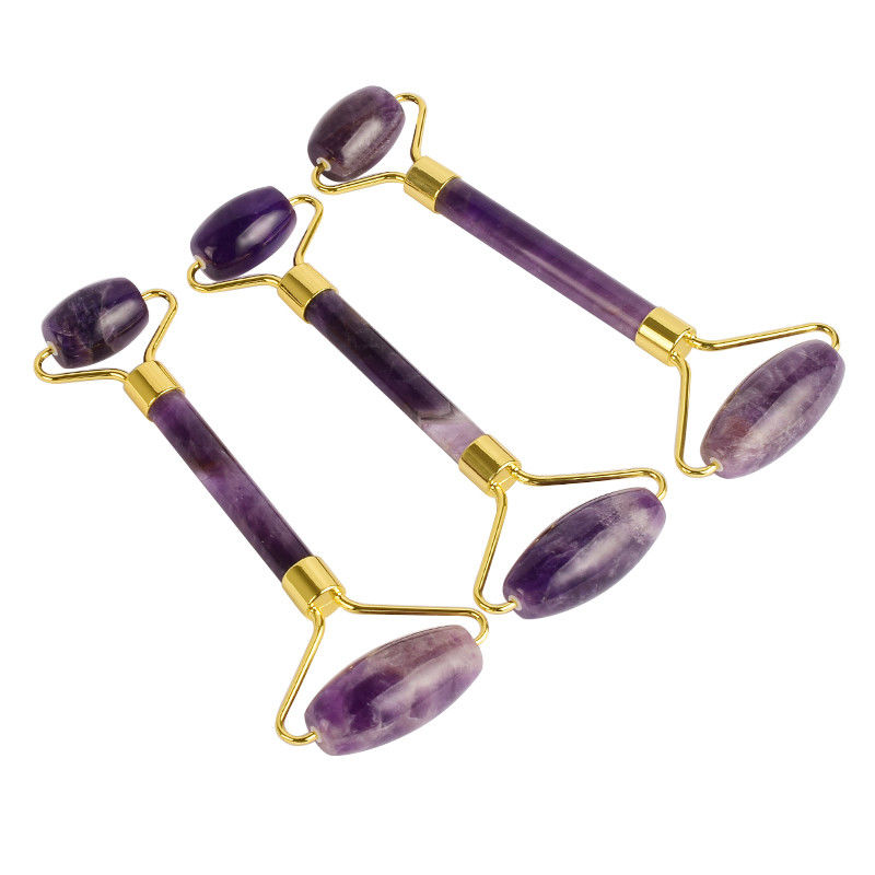 100% cristallo naturale faccia faccia Quartz Roller Gua Sha Jade Roller per attrezzi per la cura della pelle
