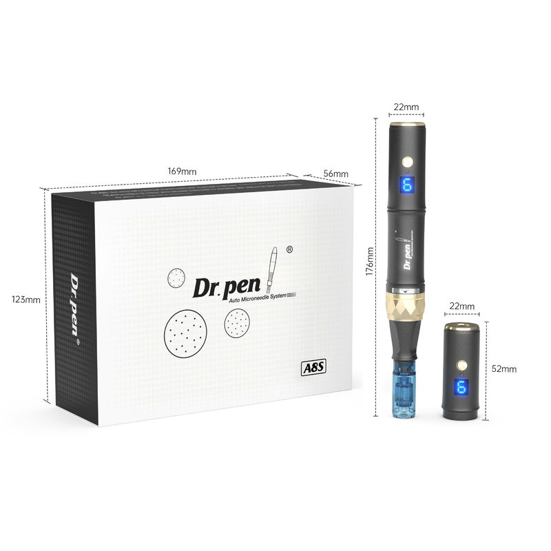 Dr pen A8s Black Dermapen 2023 Ultimo dispositivo di ringiovanimento della pelle wireless digitale 6 livelli per la testa.