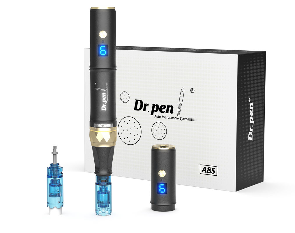 Dr pen A8s Black Dermapen 2023 Ultimo dispositivo di ringiovanimento della pelle wireless digitale 6 livelli per la testa.