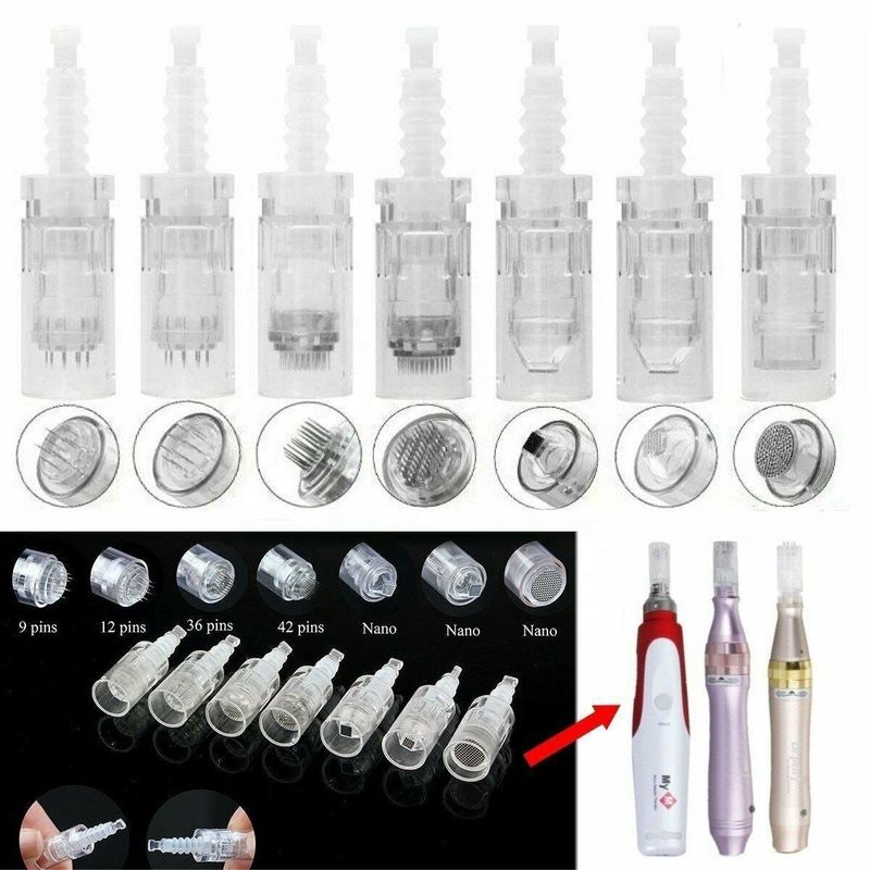 Derma Rolling System con 1 3 5 7 9 12 24 36 42 Pin Nano Needle Cartridge Cura della pelle